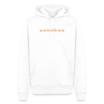 Motif Heartbeat Chocolat - Sweat à capuche Premium bio Homme - blanc - Devant - Nico (187cm)