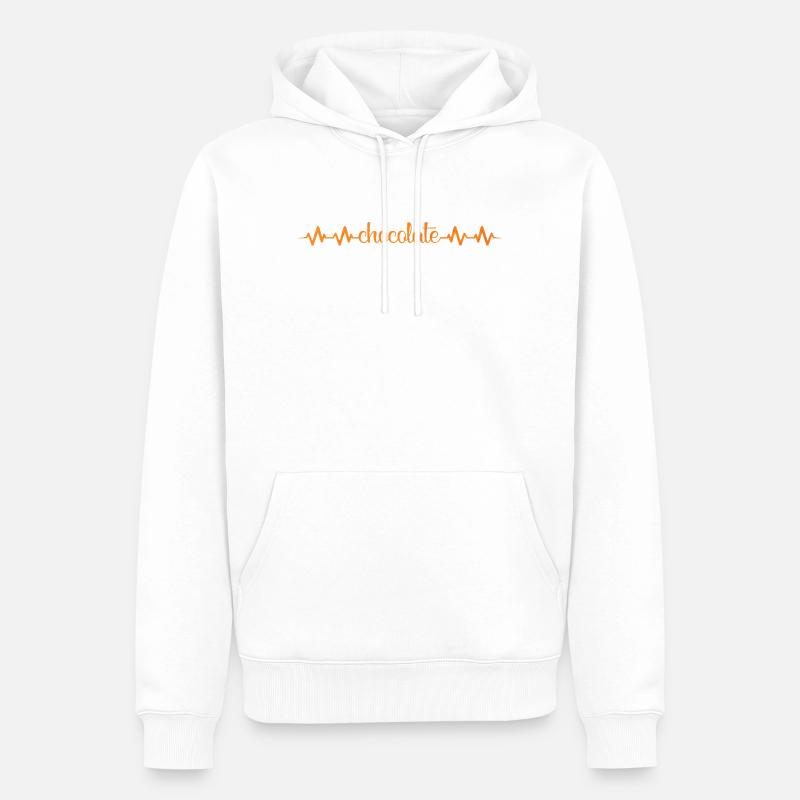 Herzschlag Schokolade Muster - Männer Premium Bio Hoodie - Weiß