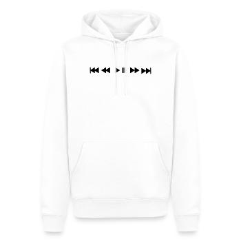 Musique Écouter Pause Sauter Pop Rock Rap Hip Hop - Sweat à capuche Premium bio Homme - blanc - Devant - Nico (187cm)