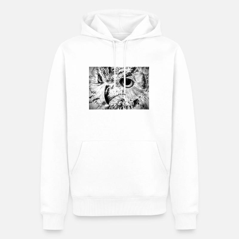 Eule S/W - Männer Premium Bio Hoodie - Weiß