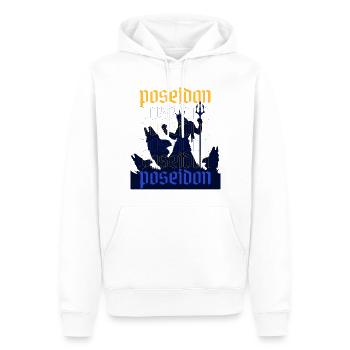 Poséidon Dieu grec - Sweat à capuche Premium bio Homme - blanc - Devant - Nico (187cm)