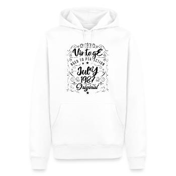 Jahrgang Geboren im Juli 1987 Jubiläum Juli - Männer Premium Bio Hoodie - Weiß - Vorne - Nico (187cm)