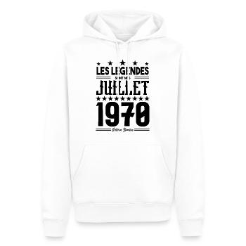 cadeau d'anniversaire Juillet 1970. Cadeau juillet - Sweat à capuche Premium bio Homme - blanc - Devant - Nico (187cm)