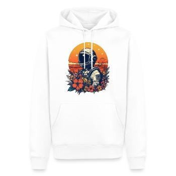 Astronaute sur la plage avec des fleurs et un coucher de soleil - Sweat à capuche Premium bio Homme - blanc - Devant - Nico (187cm)