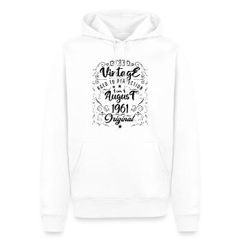 Jahrgang, geboren im August 1961. Geburtstag August 1961 - Männer Premium Bio Hoodie - Weiß - Vorne - Nico (187cm)