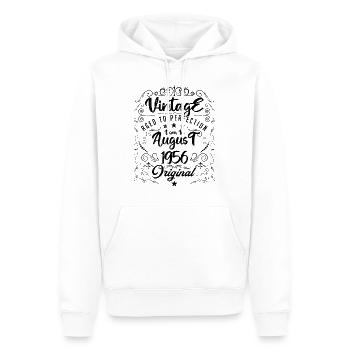 Vintage Né(e) en Août 1956. anniversaire août 1956 - Sweat à capuche Premium bio Homme - blanc - Devant - Nico (187cm)