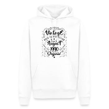 Jahrgang, geboren im August 1990. Jubiläum August 1990 - Männer Premium Bio Hoodie - Weiß - Vorne - Nico (187cm)