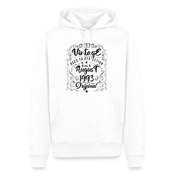 Vintage Né(e) en Août 1993. anniversaire août 1993 - Sweat à capuche Premium bio Homme - blanc - Devant - Nico (187cm)