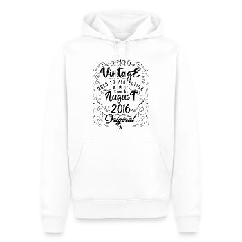 Vintage Né(e) en Août 2016. anniversaire août 2016 - Sweat à capuche Premium bio Homme - blanc - Devant - Nico (187cm)
