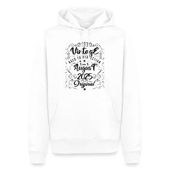 Vintage Né(e) en Août 2025. anniversaire août 2025 - Sweat à capuche Premium bio Homme - blanc - Devant - Nico (187cm)