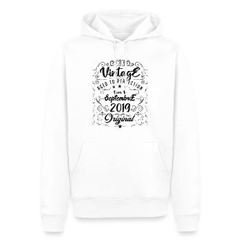 Born in September 2019. Birthday September 2019. - Men’s Premium Organic Hoodie - white - Front - Nico (187cm)
