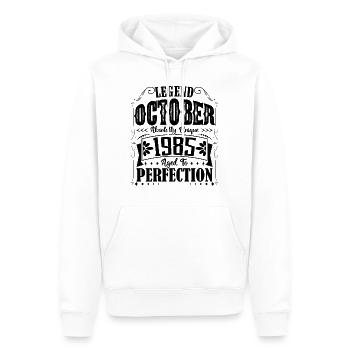 Octobre 1985. Cadeau d'Anniversaire octobre 1985. - Sweat à capuche Premium bio Homme - blanc - Devant - Nico (187cm)