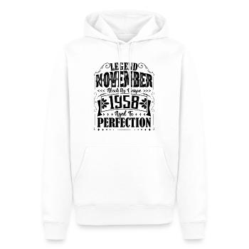 November 1958. November 1958 Geburtstagsgeschenk - Männer Premium Bio Hoodie - Weiß - Vorne - Nico (187cm)