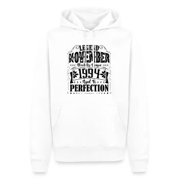Novembre 1994. Cadeau d'Anniversaire novembre 1994 - Sweat à capuche Premium bio Homme - blanc - Devant - Nico (187cm)