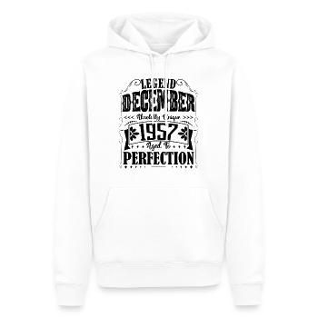 Décembre 1957. Cadeau d'Anniversaire decembre 1957 - Sweat à capuche Premium bio Homme - blanc - Devant - Nico (187cm)