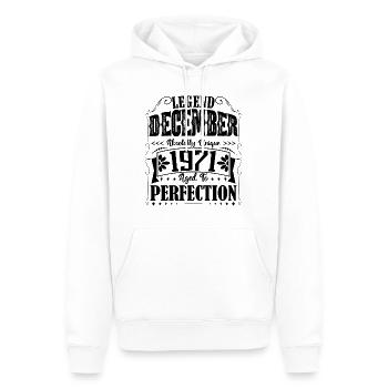 Décembre 1971. Cadeau d'Anniversaire decembre 1971 - Sweat à capuche Premium bio Homme - blanc - Devant - Nico (187cm)