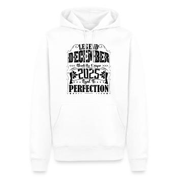 Décembre 2025. Cadeau d'Anniversaire decembre 2025 - Sweat à capuche Premium bio Homme - blanc - Devant - Nico (187cm)