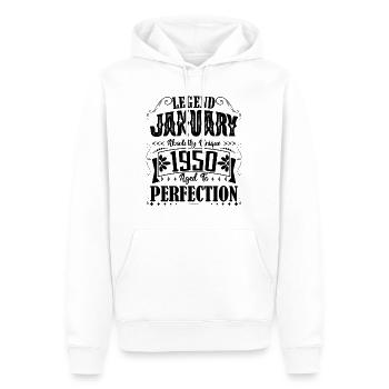 Janvier 1950. Cadeau d'Anniversaire janvier 1950. - Sweat à capuche Premium bio Homme - blanc - Devant - Nico (187cm)