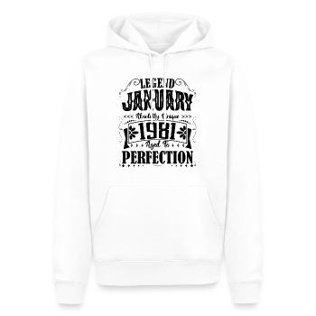Januar 1981. Januar 1981 Geburtstagsgeschenk. - Männer Premium Bio Hoodie - Weiß - Vorne - Nico (187cm)