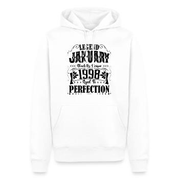 Janvier 1998. Cadeau d'Anniversaire janvier 1998. - Sweat à capuche Premium bio Homme - blanc - Devant - Nico (187cm)