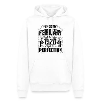 Février 1970. Cadeau d'Anniversaire février 1970. - Sweat à capuche Premium bio Homme - blanc - Devant - Nico (187cm)