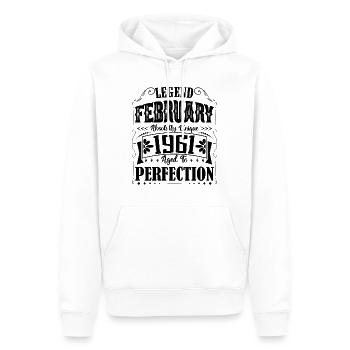 Février 1961. Cadeau d'Anniversaire février 1961. - Sweat à capuche Premium bio Homme - blanc - Devant - Nico (187cm)