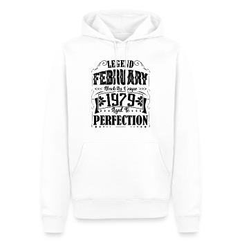 Février 1979. Cadeau d'Anniversaire février 1979. - Sweat à capuche Premium bio Homme - blanc - Devant - Nico (187cm)