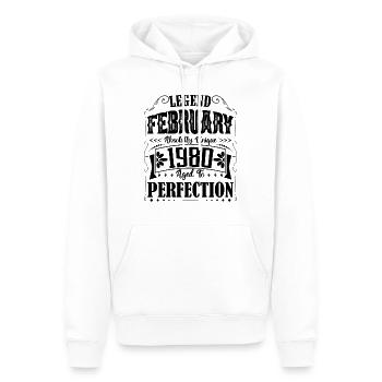 Février 1980. Cadeau d'Anniversaire février 1980. - Sweat à capuche Premium bio Homme - blanc - Devant - Nico (187cm)