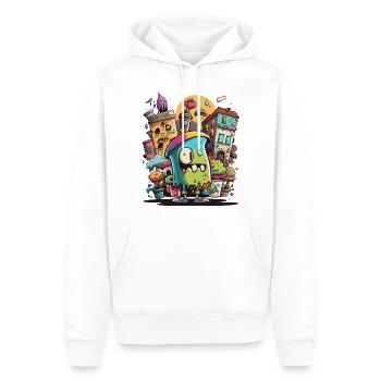 Le connaisseur de Street Art - Sweat à capuche Premium bio Homme - blanc - Devant - Nico (187cm)