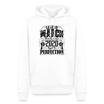 Mars 2020. Cadeau d'Anniversaire mars 2020. March. - Sweat à capuche Premium bio Homme - blanc - Devant - Nico (187cm)