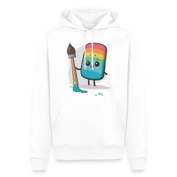 Le Vagabond de l’aquarelle - Sweat à capuche Premium bio Homme - blanc - Devant - Nico (187cm)