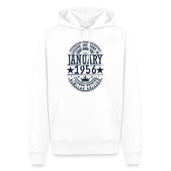 Januar 1956, Geburtstag Januar 1956, Januar - Männer Premium Bio Hoodie - Weiß - Vorne - Nico (187cm)