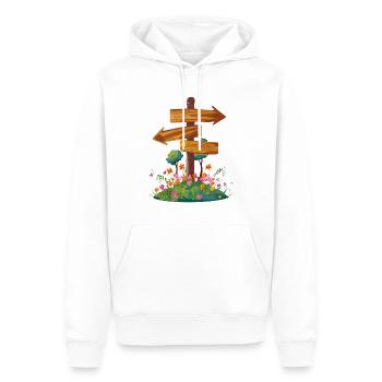 Wegweiser beim Wandern im Urlaub – Illustration - Männer Premium Bio Hoodie - Weiß - Vorne - Nico (187cm)