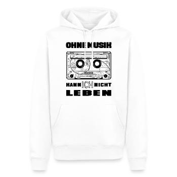 Kassette - Ohne Musik kann ich nicht leben - Männer Premium Bio Hoodie - Weiß - Vorne - Nico (187cm)