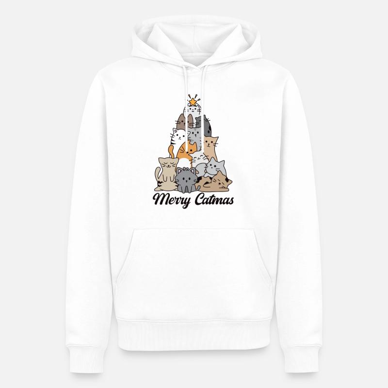 Fröhliche Katzen - Männer Premium Bio Hoodie - Weiß