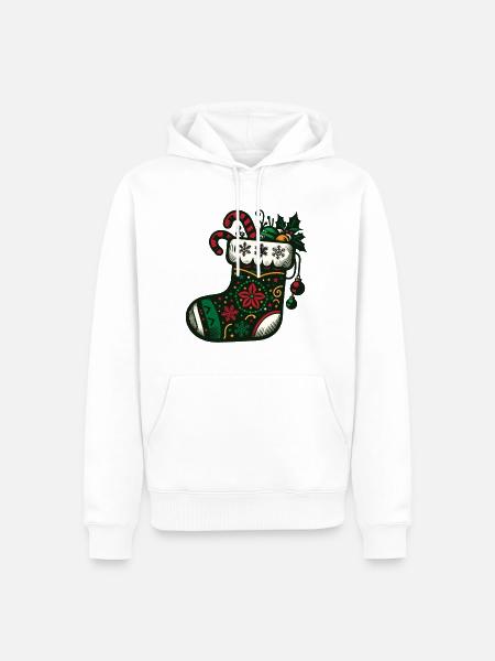 Weihnachtsstrumpf - Männer Premium Bio Hoodie - Weiß