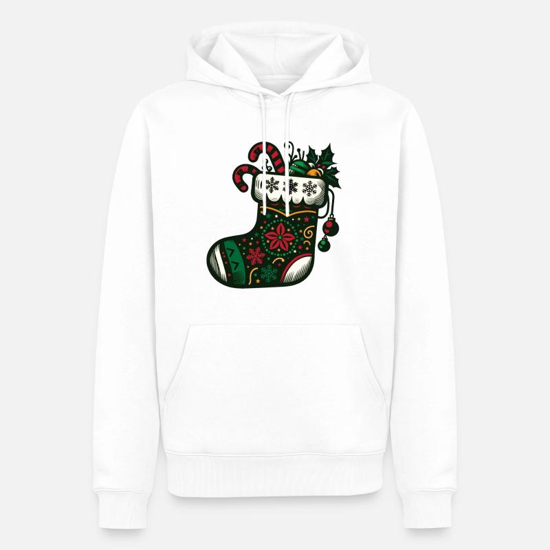 Bas de Noël - Sweat à capuche Premium bio Homme - blanc