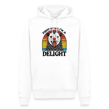 Tout d’abord, je suis un délice sarcastique en colère opossum - Sweat à capuche Premium bio Homme - blanc - Devant - Nico (187cm)