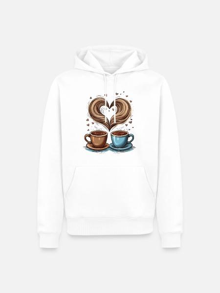 Kaffee - Männer Premium Bio Hoodie - Weiß