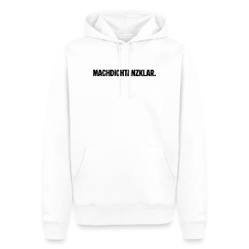 Préparez-vous à danser. MACHDICHTANZKLAR. Dicton - Sweat à capuche Premium bio Homme - blanc - Devant - Nico (187cm)