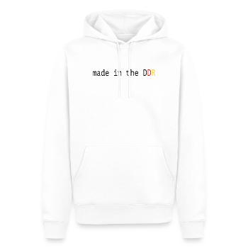 Drôle de dicton, la RDA fabriquée en RDA - Sweat à capuche Premium bio Homme - blanc - Devant - Nico (187cm)