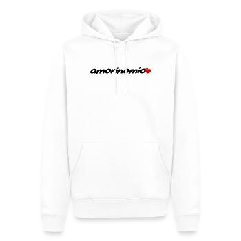 AMORINOMIE - Sweat à capuche Premium bio Homme - blanc - Devant - Nico (187cm)