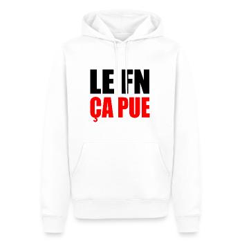 le fn ça pue - Sweat à capuche Premium bio Homme - blanc - Devant - Nico (187cm)