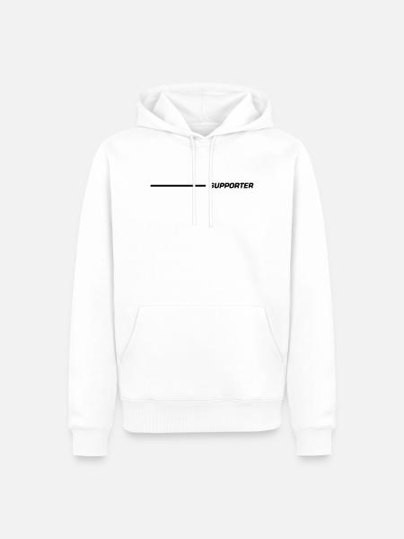 Supporter Schriftzug Linie Schwarz - Männer Premium Bio Hoodie - Weiß