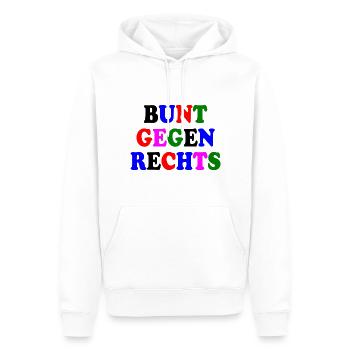 Bunt gegen rechts - Männer Premium Bio Hoodie - Weiß - Vorne - Nico (187cm)
