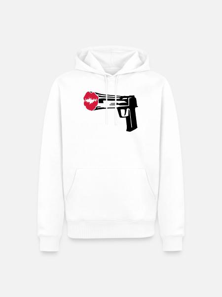Kiss Pistol - Männer Premium Bio Hoodie - Weiß