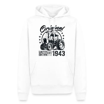 Original 1943 Anniversaire 1943 Fermier Tracteur - Sweat à capuche Premium bio Homme - blanc - Devant - Nico (187cm)