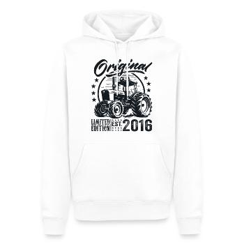 Original 2016 Anniversaire 2016 Fermier Tracteur - Sweat à capuche Premium bio Homme - blanc - Devant - Nico (187cm)