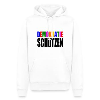 demokratie schützen - Männer Premium Bio Hoodie - Weiß - Vorne - Nico (187cm)