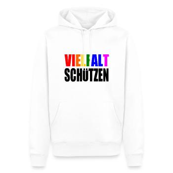 vielfalt schützen - Männer Premium Bio Hoodie - Weiß - Vorne - Nico (187cm)